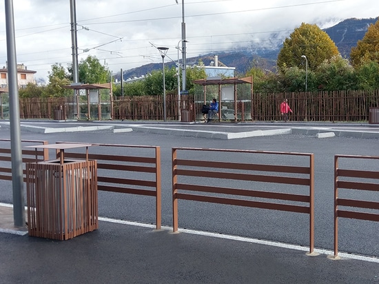 Corten urban furniture in Bonneville (France)