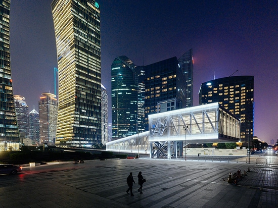 OMA completes elevated exhibition venue above a public plaza in shanghai