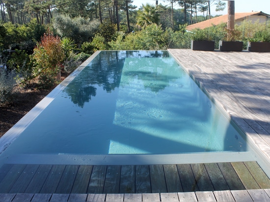 Swimming pool equiped by an automatic cover