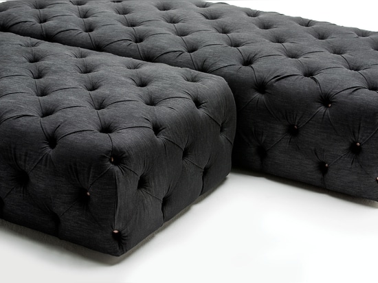 Capitonné Pouf #BertoLive Collection with Denim cover