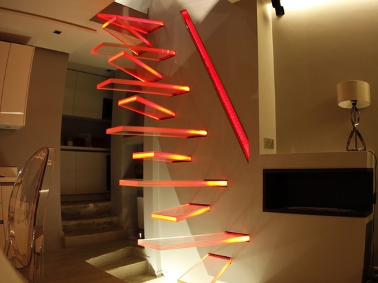 An original cantilever lighting glass staircases