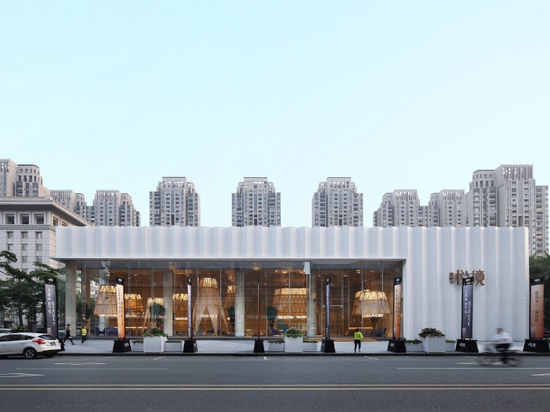 yuqiang + partners revamp HappyLand's sales office with origami-like façade