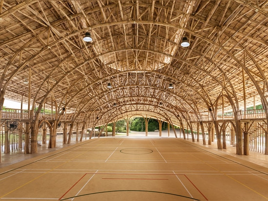 chiangmai life architects constructs zero-carbon sports hall in thailand entirely from bamboo