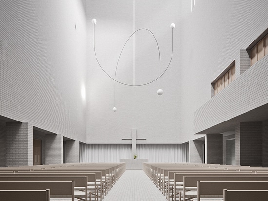 förstberg ling designs a lighthouse-modeled church for a competition entry in finland