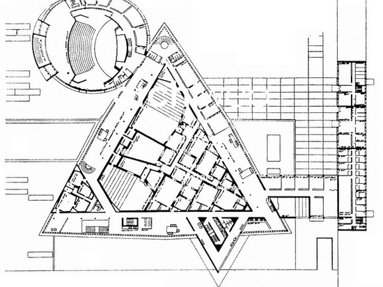 Original 1963 competition plan submitted by by architects Štefan Svetko, Štefan Ďurkovič and Stanislav Talaš, which received third prize. Talaš was later replaced by Barnabáš Kissling.