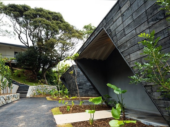 'nest at amami' is a remote japanese beach village built between the sky and the sea