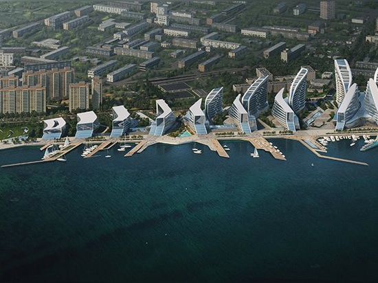 ZHA's masterplan for new novorossiysk neighborhood comprises nine iterations of a single form