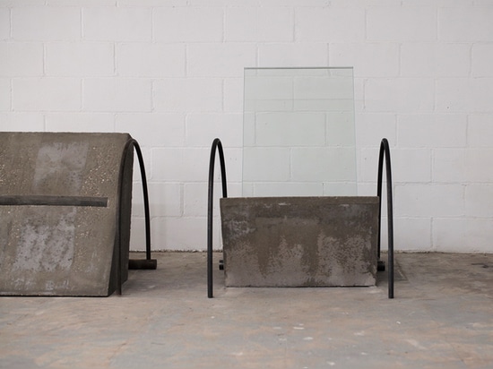 new york sunshine populates southampton pop-up with 300+ pound concrete chairs + shelves