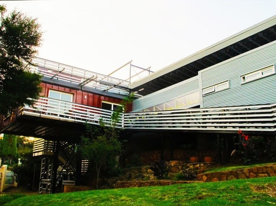 Modern recycled container house in South Africa operates 100% off grid