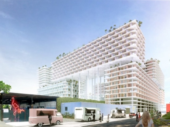 BIG weaves green roofs into a mixed-use development on stilts in Miami