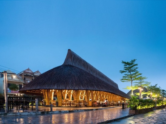 prefabricated bamboo components comprise this restaurant in vietnam