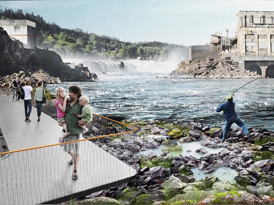 the project seeks to create a waterside destination that connects people to the falls