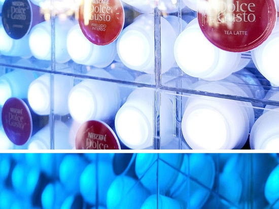 3,000 Coffee Capsules With Programmable LED Lights Have Been Used To Create This Retail Facade