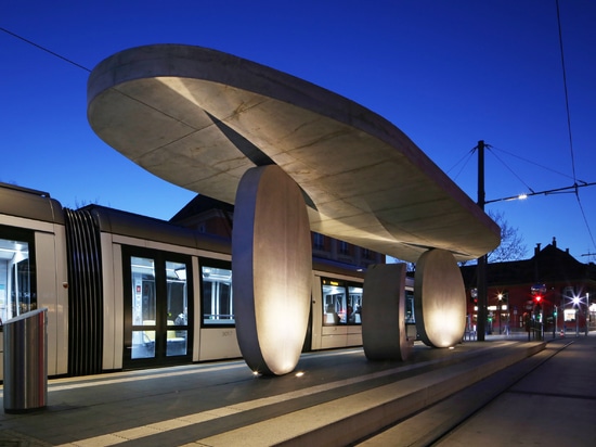 J Mayer H creates international tram stop from stack of concrete discs