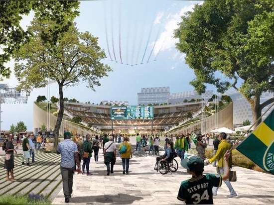 bjarke ingels group revises design for the oakland A's new ballpark