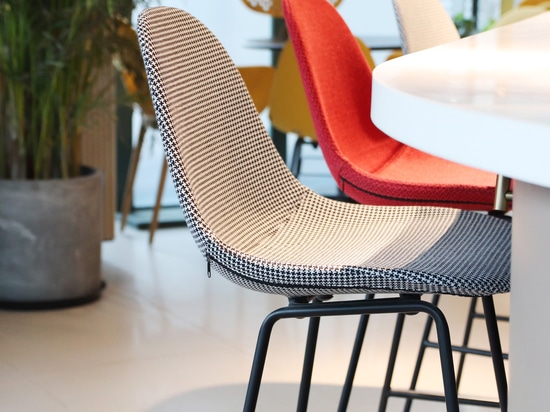 Ta Up Chairs by TOOU, surrounded by the colored atmosphere of the Elle Café in Shanghai.