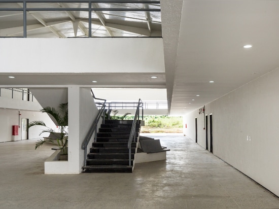 White concrete shutters front Brazilian university building