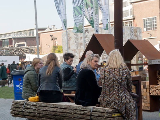 Atelier NL creates benches from storm-felled trees for Dutch Design Week