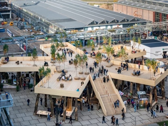 studio marco vermeulen builds against climate change with wooden biobasecamp pavilion