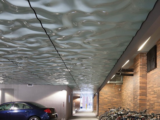 Paul Raff Studio Add Water-Like Sculpture To Ceiling Of Parking Area