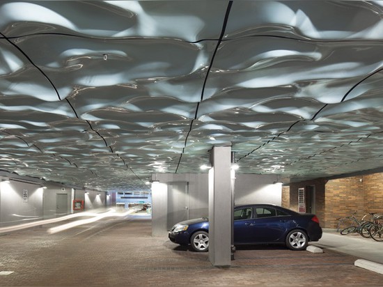 Paul Raff Studio Add Water-Like Sculpture To Ceiling Of Parking Area