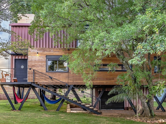 Casa Container Marília Built A Self-Sustained Container House Raised On Metal Pillars In Brazil