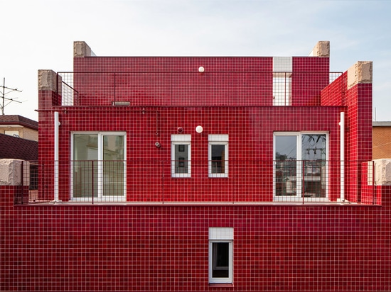 Aoa Architects Uses Red Marble Tiles To Clad This Apartment In South Korean Neighborhood