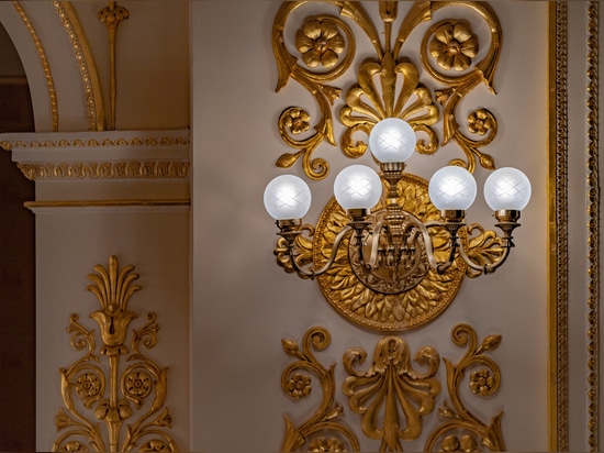 Wall lamps, floor lamps  and big classic chandelier Galli Theater Rimini