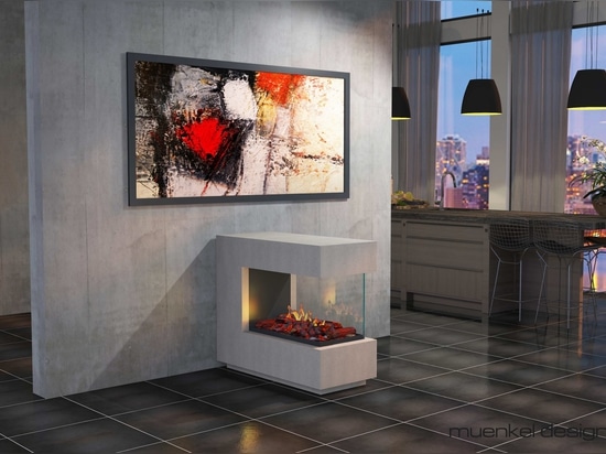 muenkel design loft.line - C-02 room divider [Design Opti-myst electric fireplace]