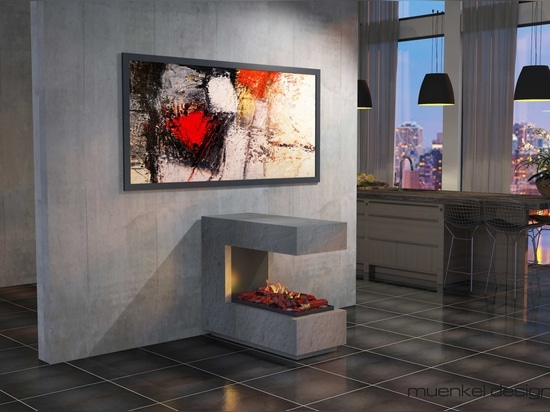 muenkel design loft.line - C-02 room divider [Design Opti-myst electric fireplace]