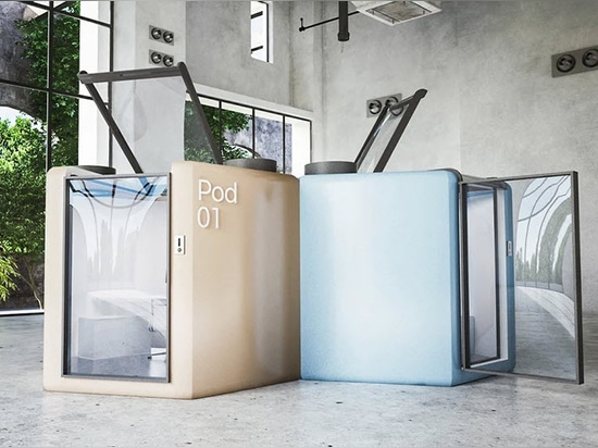 Qworkntine is a health-focused office pod system for post-quarantine workplaces