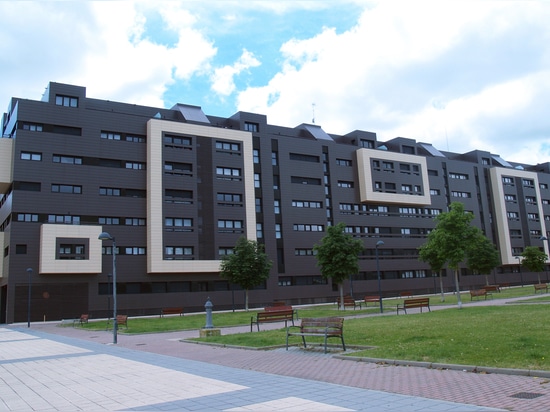 Ceramic ventilated facade in a residential complex "Camino de la Plata"