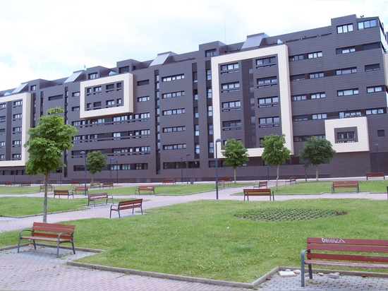 Ceramic ventilated facade in a residential complex "Camino de la Plata"