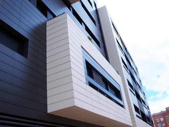 Ceramic ventilated facade in a residential complex "Camino de la Plata"