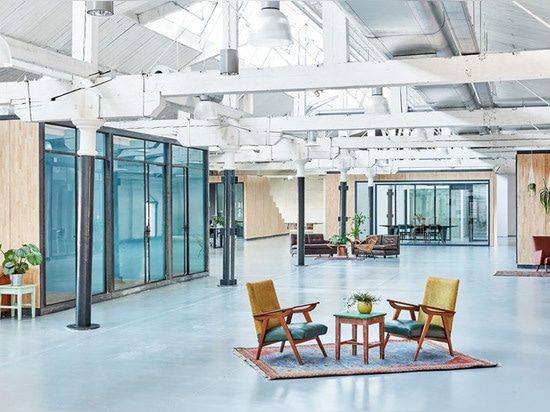 The layout was dotted with freestanding modular components made of wood, which act as meeting rooms offering higher levels of privacy.   Read more: Fairphone’s Amsterdam offices built inside an old...