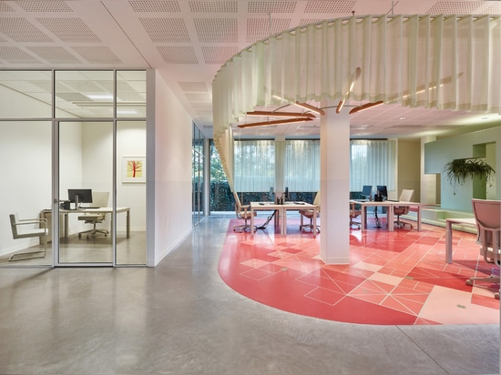 Colourful patterns cover the floors