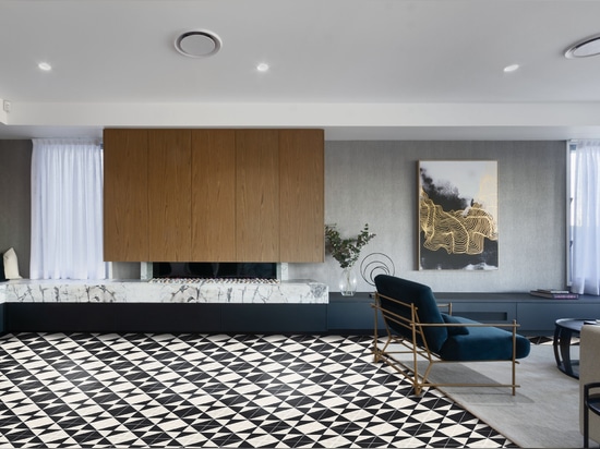 Black and white cement tiles accent for the floor