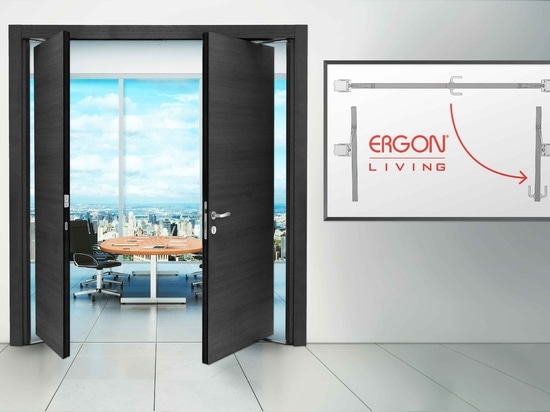 Ergon Living fitted on double doors with swing and slide system opening in opposite directions