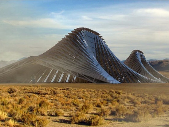 NUDES plans an undulating 'solar mountain' for burning man's off-grid desert community