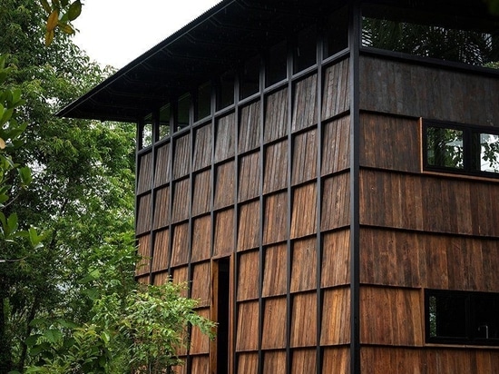 the wooden clad cabin