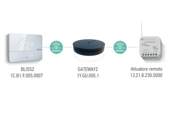 Remote connection between Bliss2, Gateway2 and radio frequency actuator Type 13.21