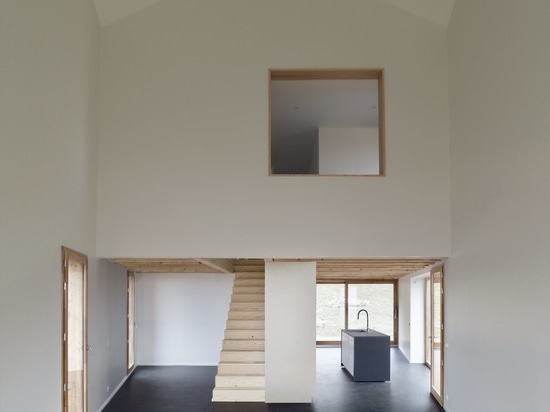 the unusual floor plan affords a variety of spatial experiences