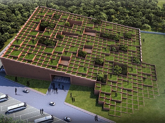 Sanjay Puri architects shapes university in India as a staggered landscape of green terraces