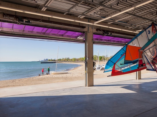 the boathouse opens directly onto lake michigan