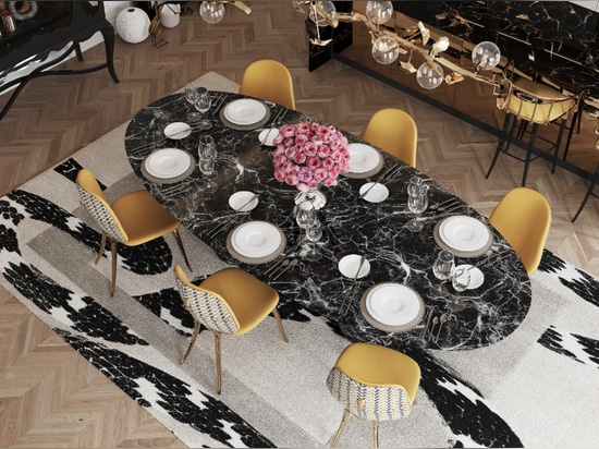 Pietra Oval XL Nero Marquina Dining Table