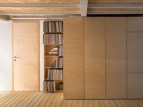 bookcase and low-profile storage cabinets