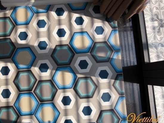 Patchwork hexagon cement tiles