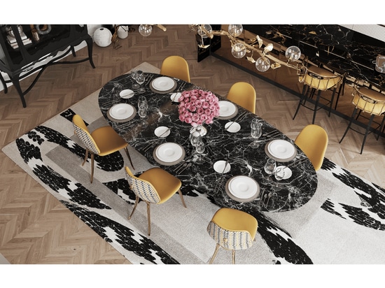 PIETRA OVAL NERO MARQUINA DINING TABLE