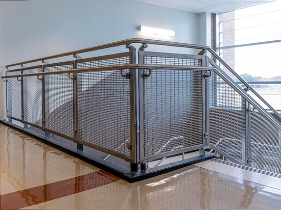 Banker Wire FPZ-16 architectural wire mesh railing infill panels for interior hand rail