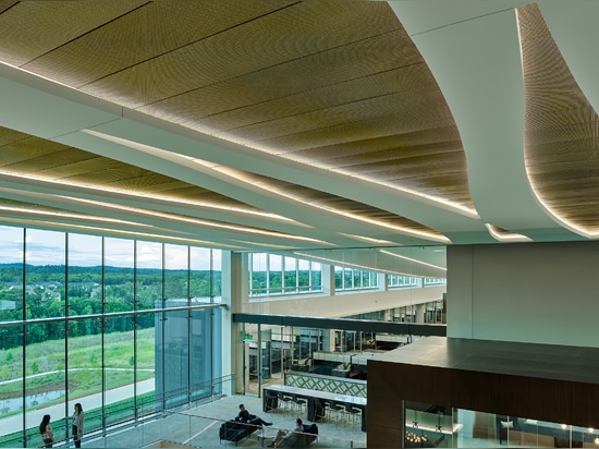 Created using mixed alloys—stainless steel and brass—SZ-4 has a unique weave to the wire mesh ceiling